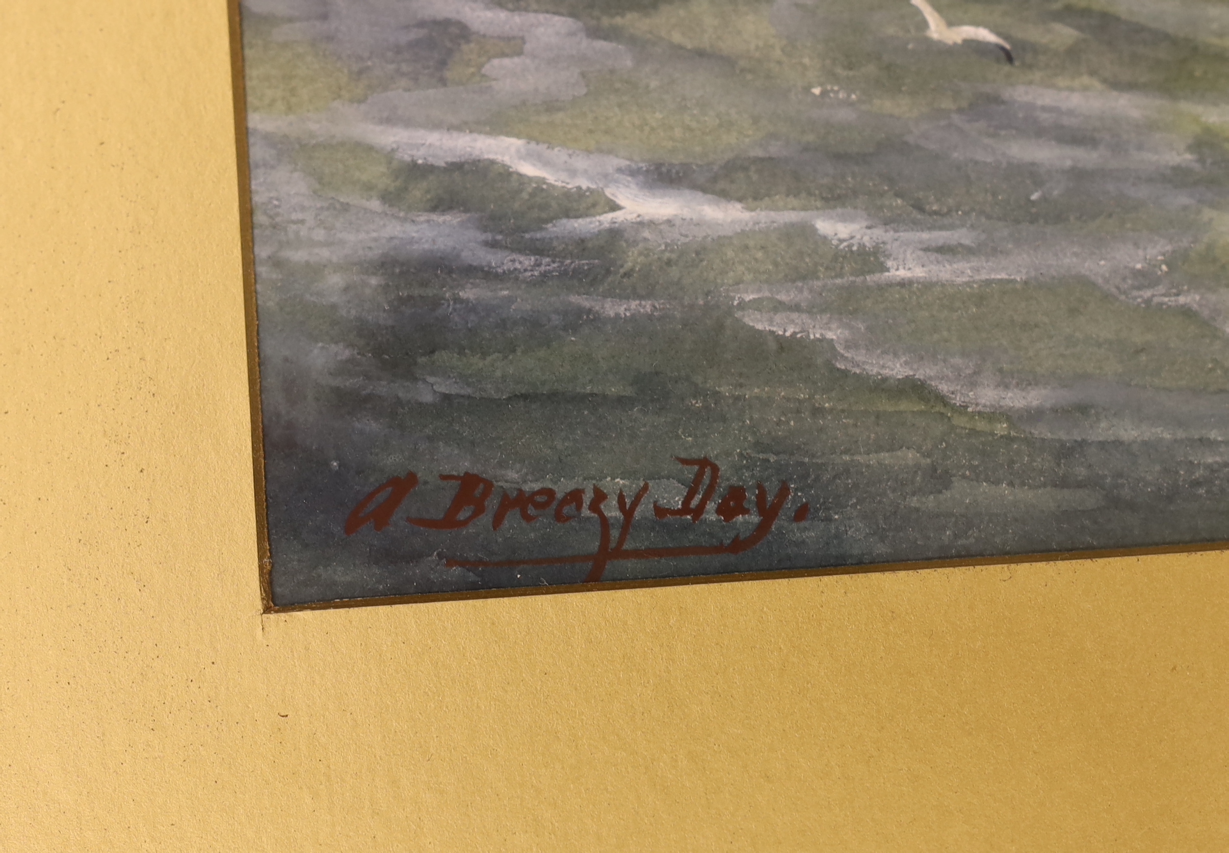 Rose Douglas (1893-1998), heightened watercolour, 'A Breezy Day', signed and inscribed, 33 x 24cm